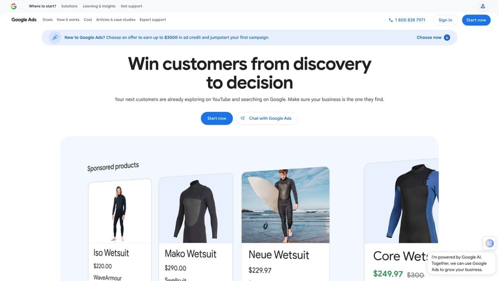 Screenshot of Google Ads website