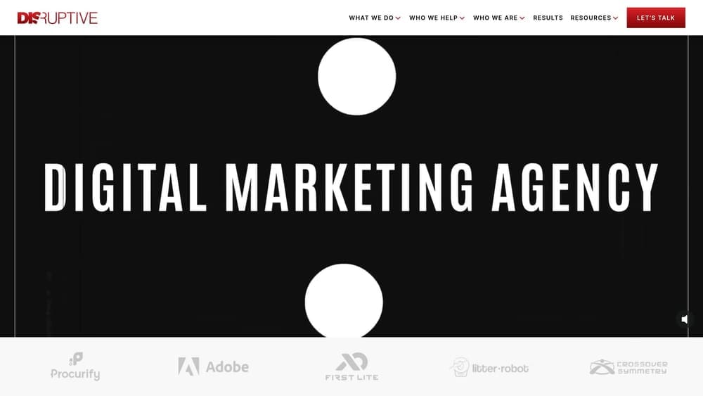 Screenshot of Disruptive Advertising website