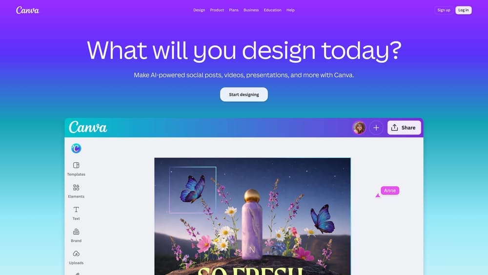 Screenshot of Canva website