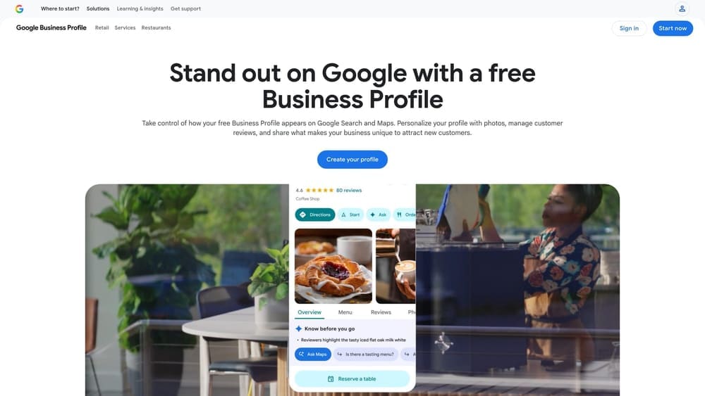 Screenshot of Google Business Profile Manager website