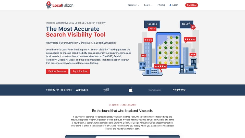 Screenshot of Local Falcon website