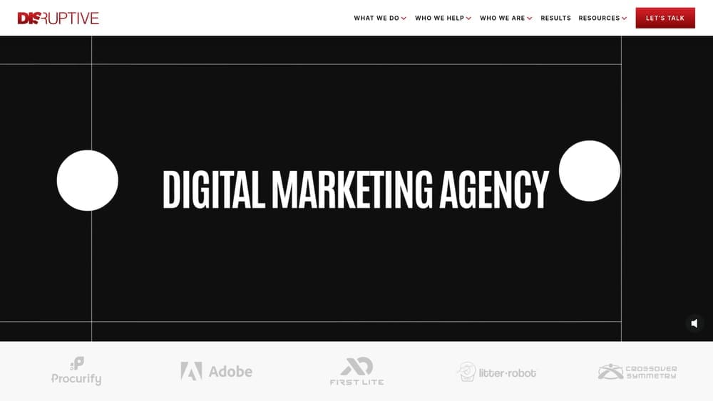 Screenshot of Disruptive Advertising website