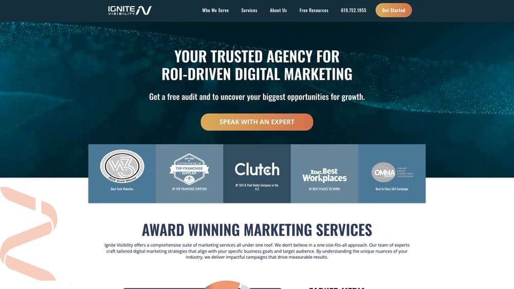 Screenshot of Ignite Visibility website