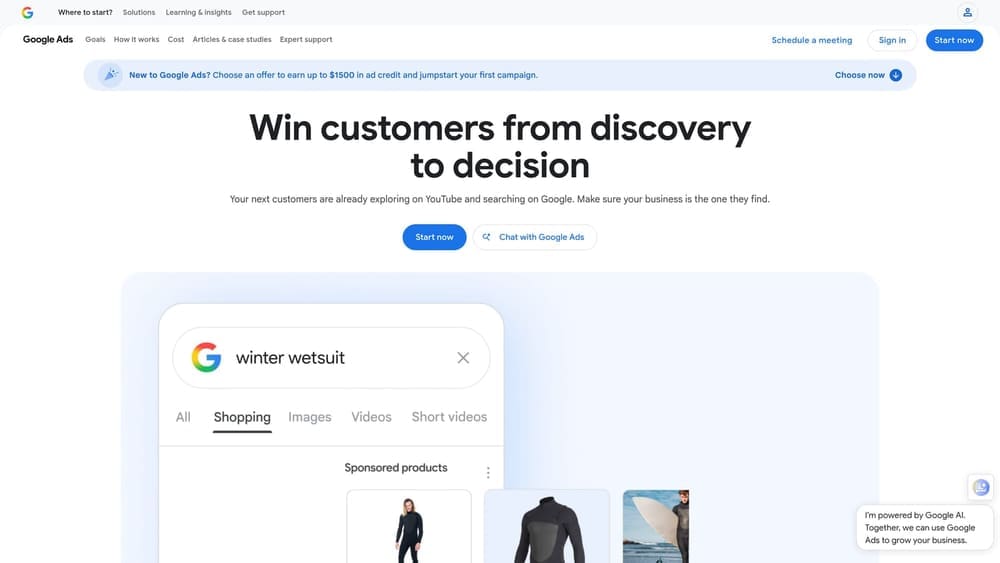 Screenshot of Google Ads Smart Campaigns website