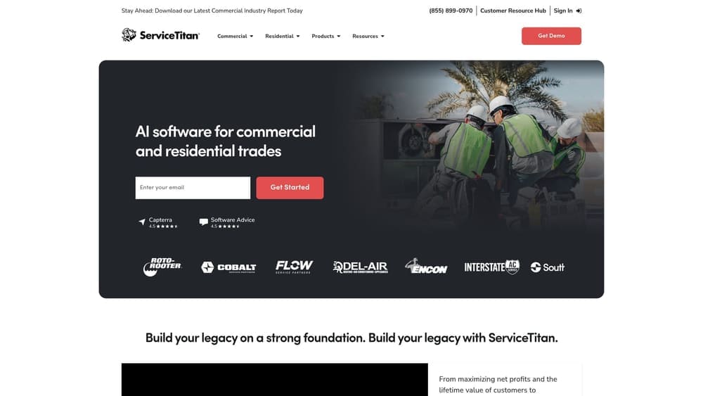 Screenshot of ServiceTitan website