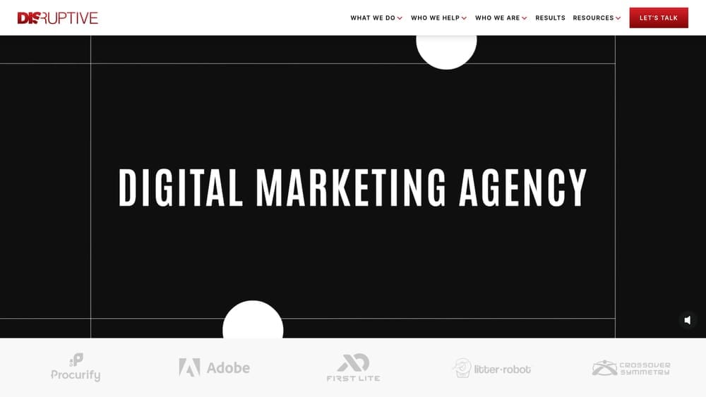 Screenshot of Disruptive Advertising website