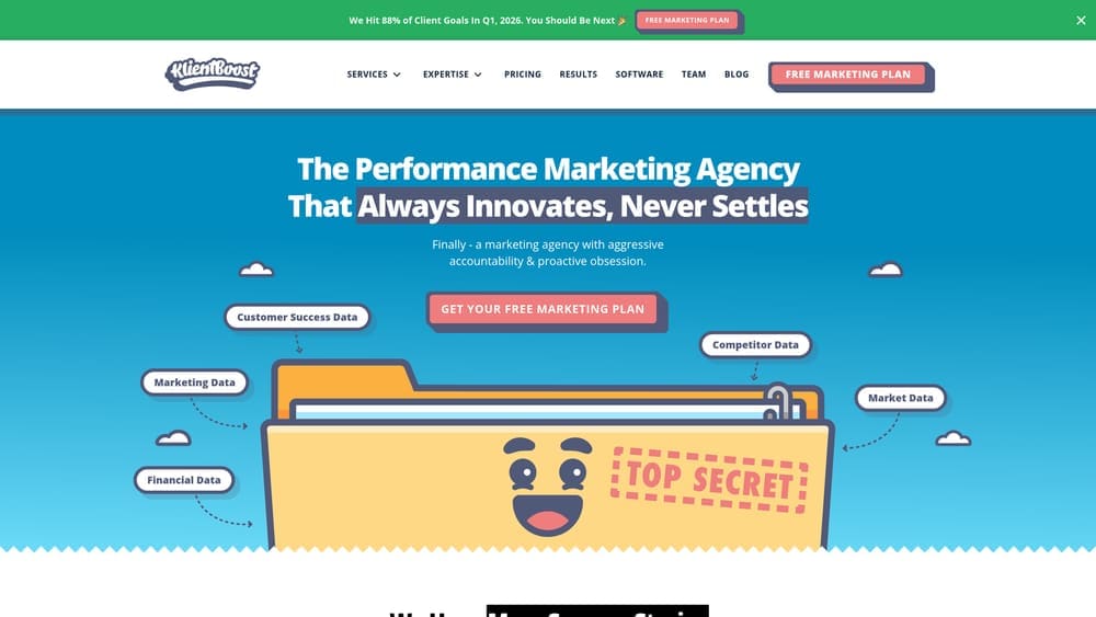 Screenshot of KlientBoost website