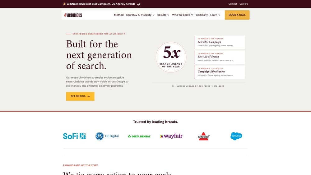 Screenshot of Victorious SEO website
