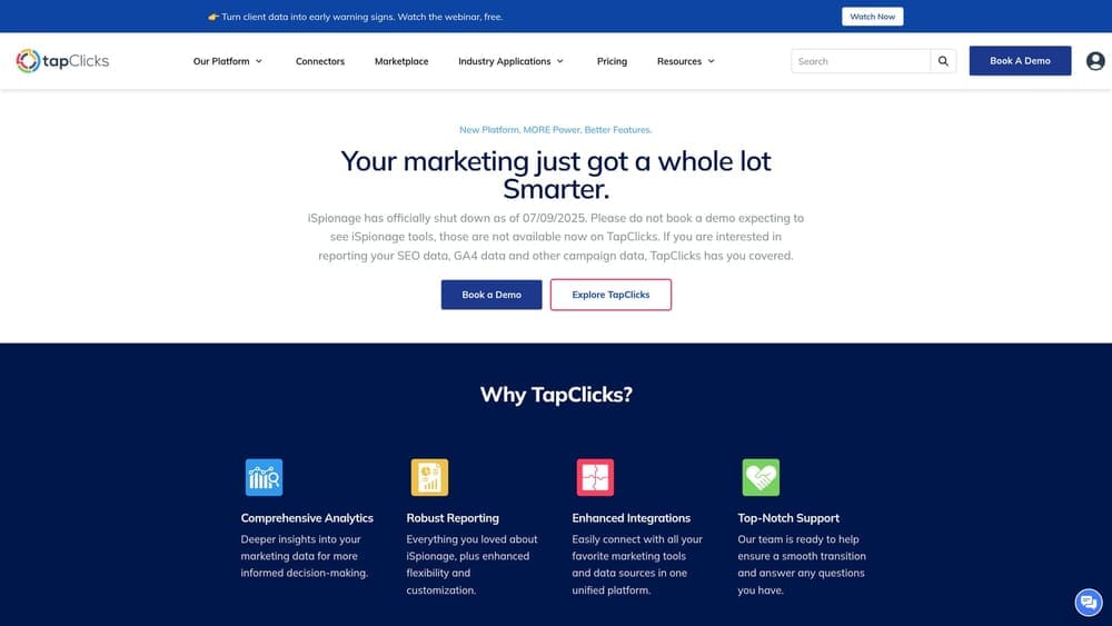Screenshot of iSpionage website