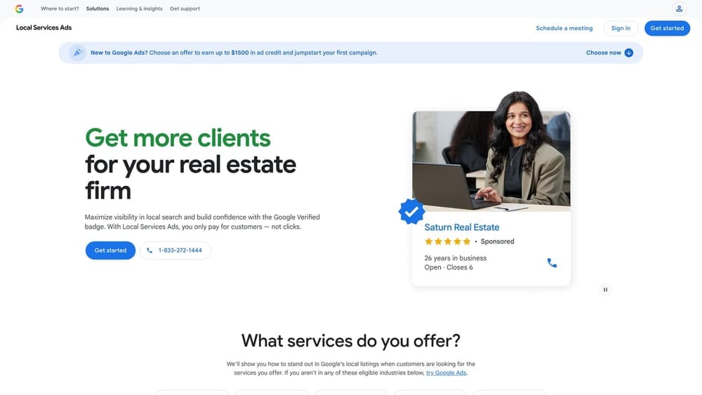 Screenshot of Google Local Services Ads website
