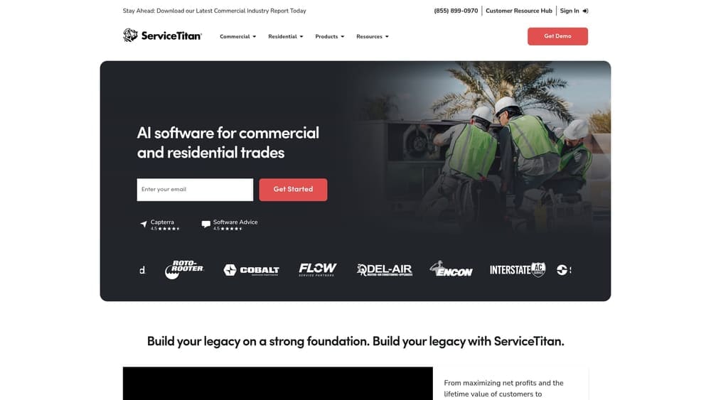 Screenshot of ServiceTitan website