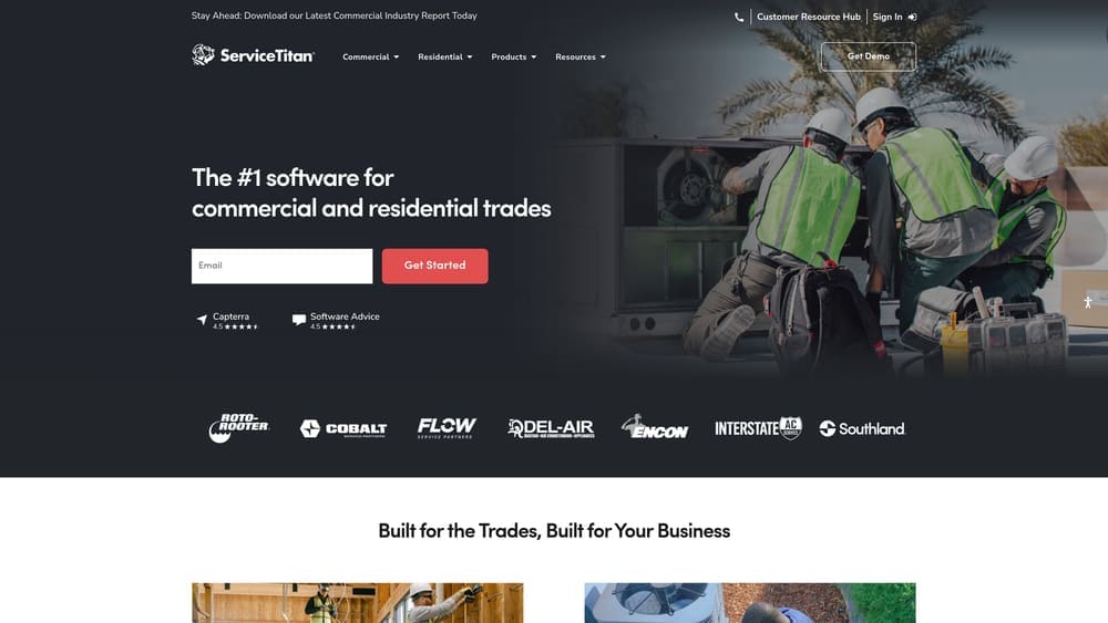 Screenshot of ServiceTitan website