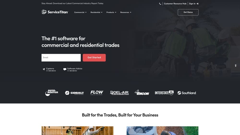 Screenshot of ServiceTitan website
