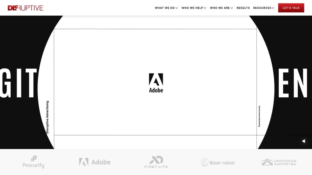 Screenshot of Disruptive Advertising website
