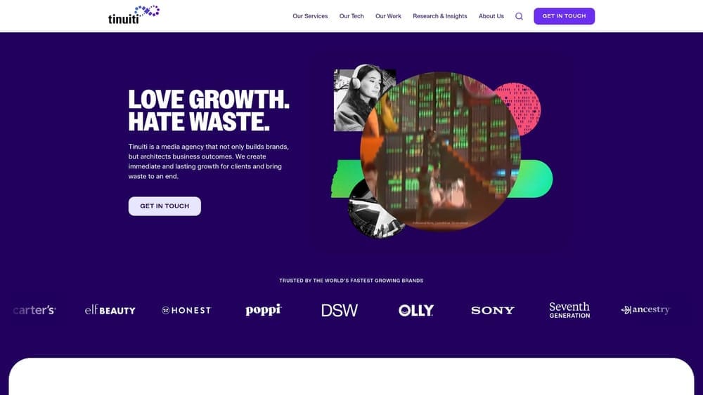 Screenshot of Tinuiti website