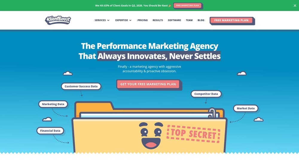 Screenshot of KlientBoost website