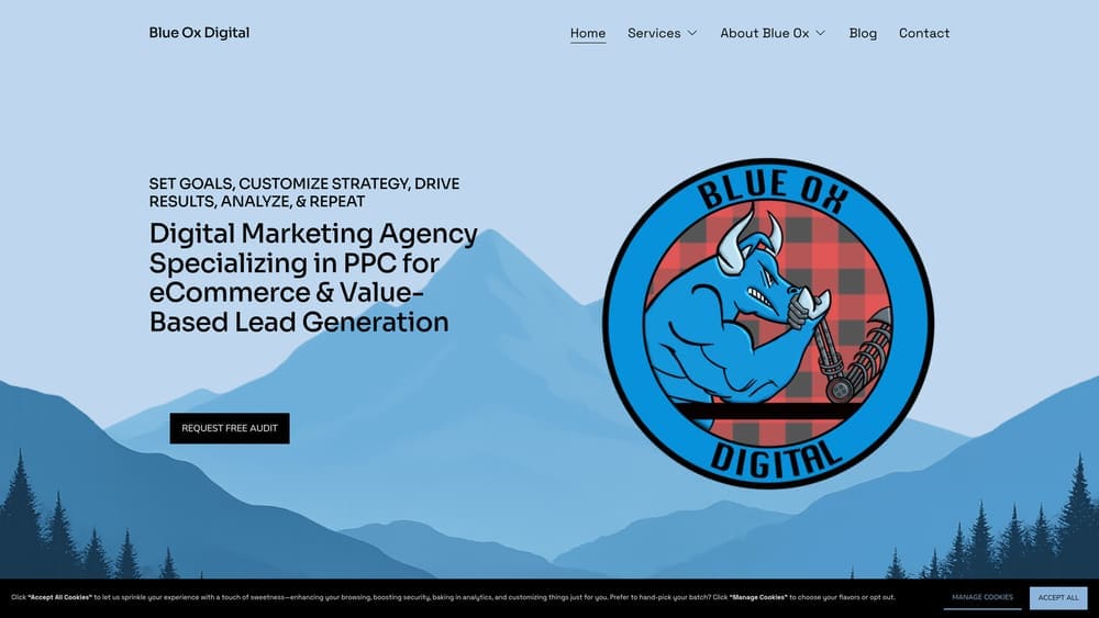 Screenshot of Blue Ox Digital website