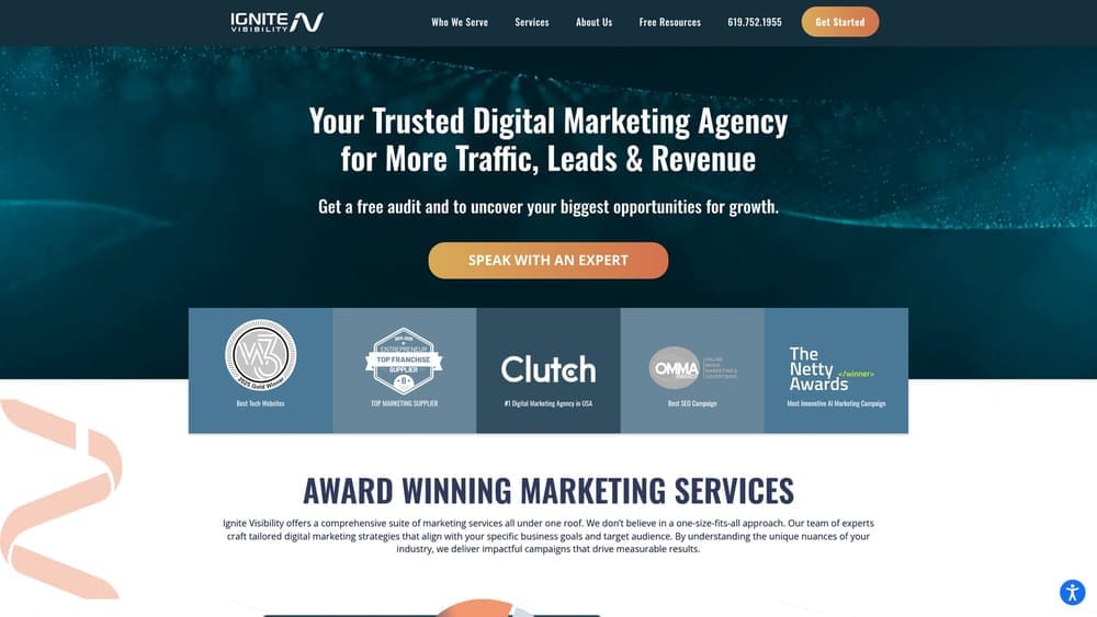 Screenshot of Ignite Visibility website