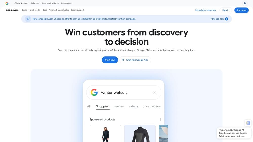 Screenshot of Google Ads website