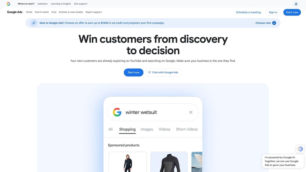 Screenshot of Google Ads website