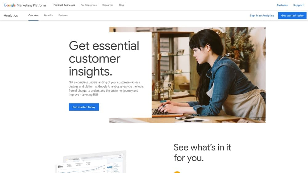 Screenshot of Google Analytics 4 and Google Tag Manager website