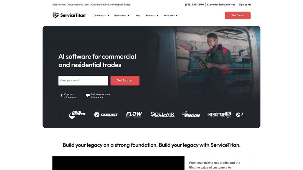 Screenshot of ServiceTitan website