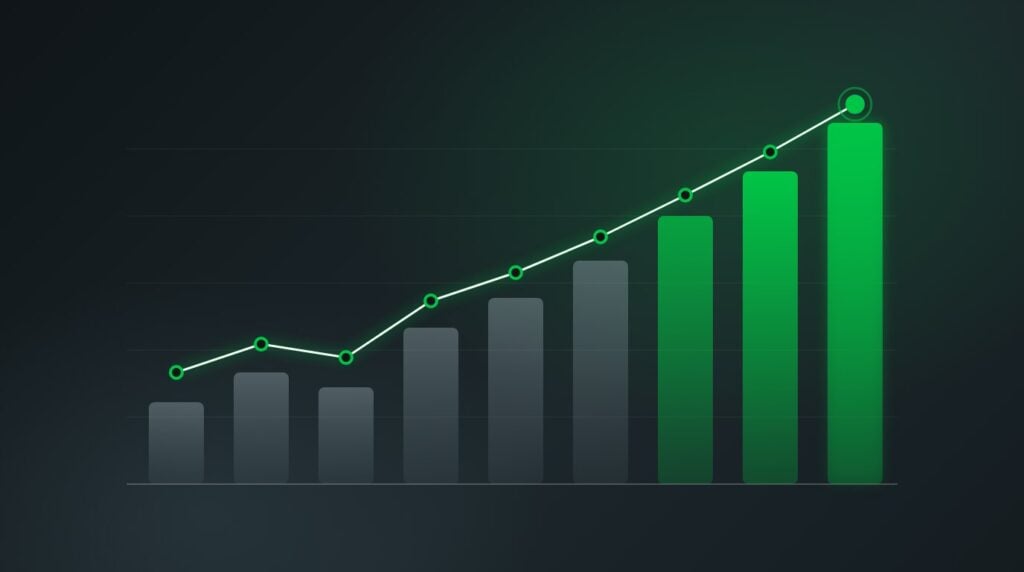 Bar chart with a rising green trend line, representing local service business advertising statistics